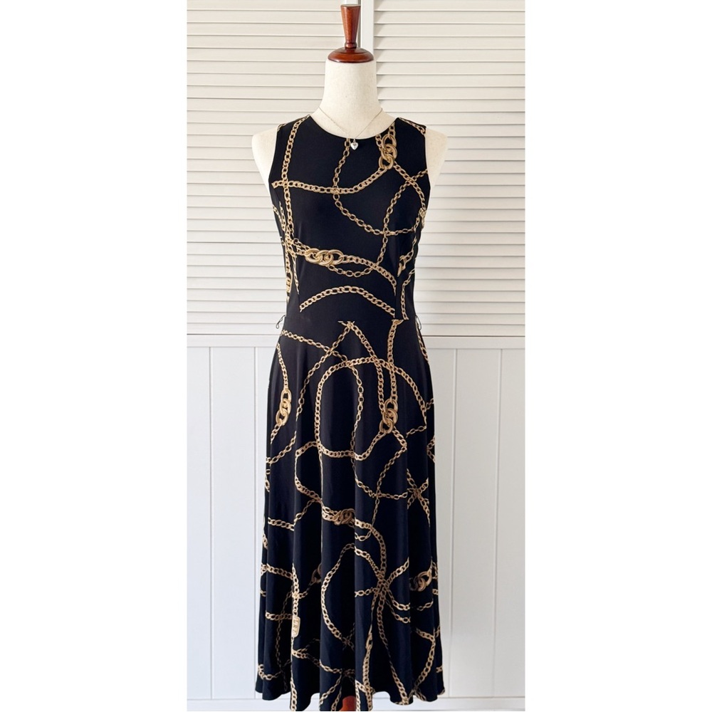 Ralph Lauren Black Chained High Neck Dress